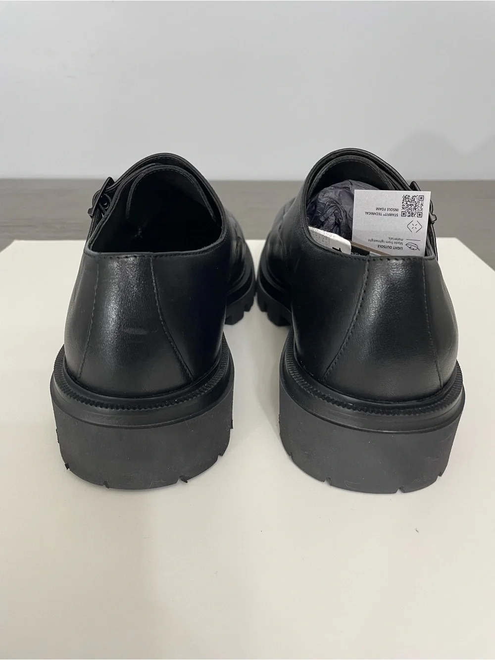 Massimo Dutti Men’s Black Leather Double Monk Strap Shoes Size 8